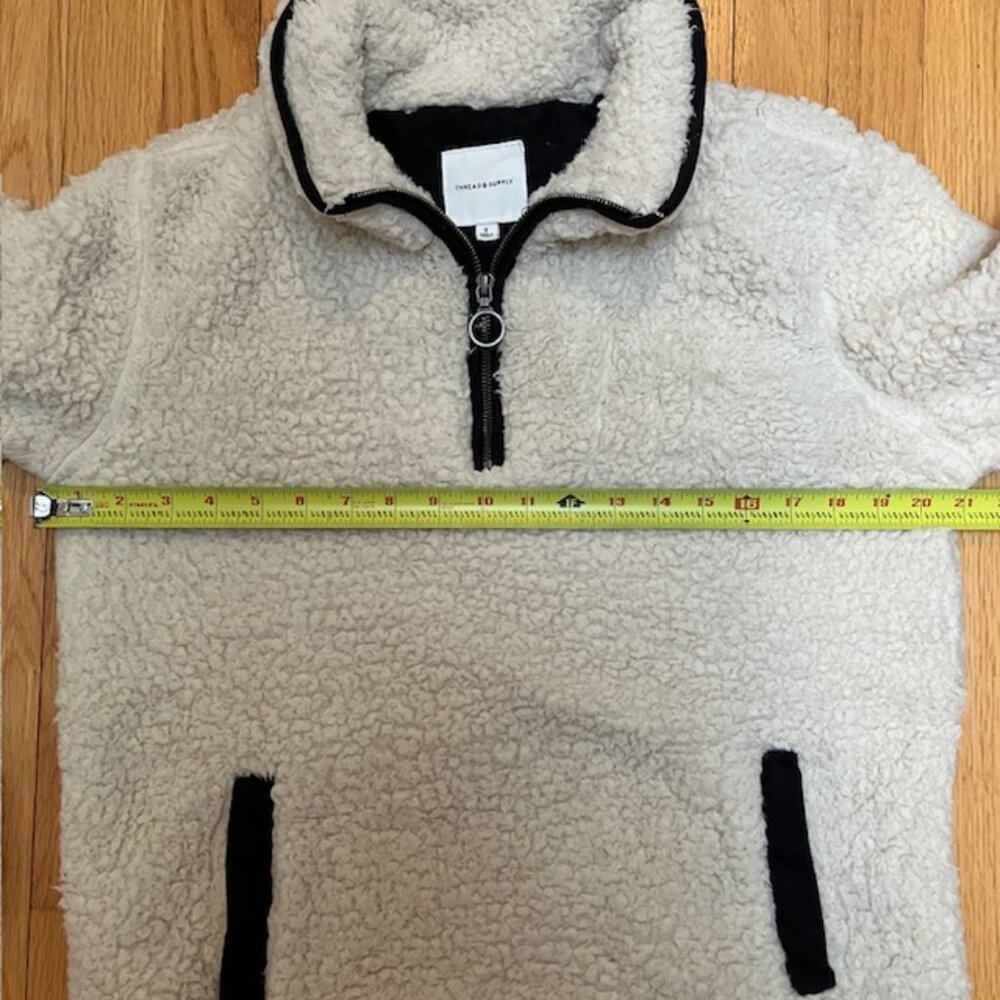 Thread &Supply cream colored wubby fleece ¼ zip pullover S - Picture 8 of 9